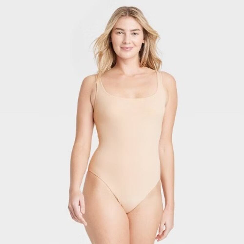 Auden Women's Luxe 4-Way Stretch Tank Bodysuit Beige XS NWT